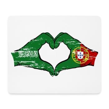 Arabie Saoudite Portugal Drapeau Mains Coeur Forme Utilisé - Tapis de souris (format paysage) - blanc - Devant