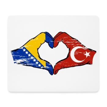 Bosnie Turquie drapeau mains forme de coeur utilisé - Tapis de souris (format paysage) - blanc - Devant
