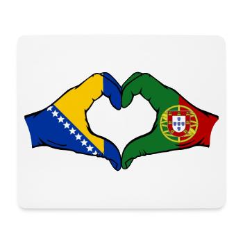Bosnia Portugal Flag Hands Heart Shape - Mouse Pad (horizontal) - white - Front