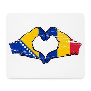 Bosnia Romania flag hands heart shape used - Mouse Pad (horizontal) - white - Front