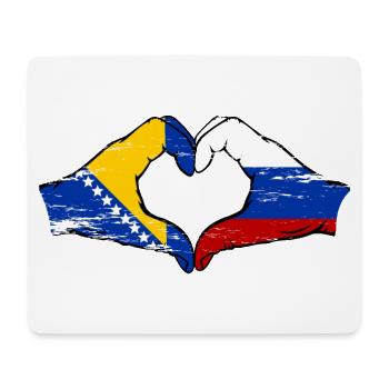 Bosnie Russie Drapeau Mains Coeur Forme Utilisé - Tapis de souris (format paysage) - blanc - Devant