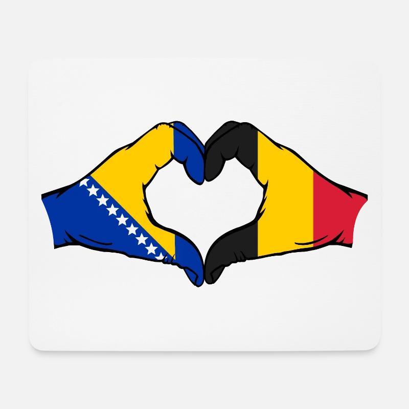 Bosnien Belgien Flagge Hände Herzform - Mousepad (Querformat) - Weiß