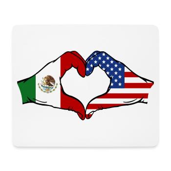 Mexico USA Flag Hands Heart Shape - Mouse Pad (horizontal) - white - Front
