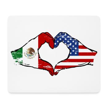 Mexique USA Drapeau Mains Coeur Forme Utilisé - Tapis de souris (format paysage) - blanc - Devant