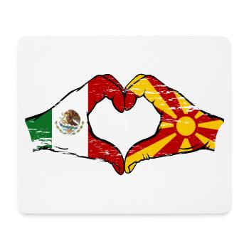 Mexico Mecedonia Flag Hands Heart Shape Used - Mouse Pad (horizontal) - white - Front