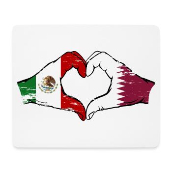 Mexique Qatar drapeau mains forme de coeur utilisé - Tapis de souris (format paysage) - blanc - Devant