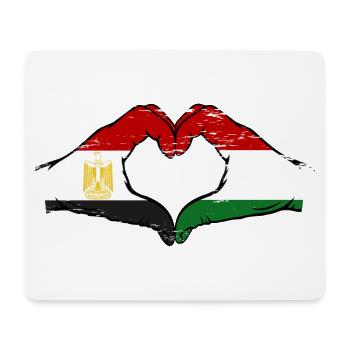 Egypte Hongrie Drapeau Mains Coeur Forme Utilisé - Tapis de souris (format paysage) - blanc - Devant