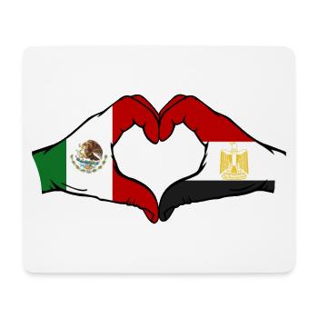 Mexico Egypt Flag Hands Heart Shape - Mouse Pad (horizontal) - white - Front