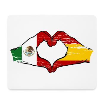 Mexique Espagne Drapeau Mains Coeur Forme Utilisé - Tapis de souris (format paysage) - blanc - Devant