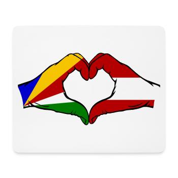 Seychelles Autriche Drapeau Mains Coeur Forme - Tapis de souris (format paysage) - blanc - Devant