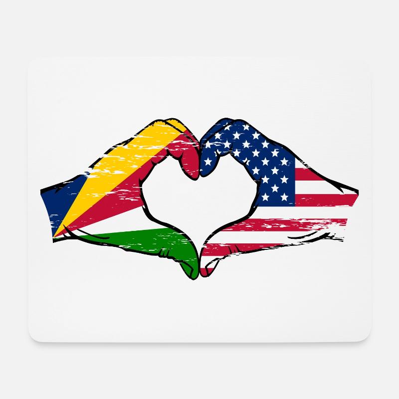 Seychellen USA Flagge Hände Herzform used - Mousepad (Querformat) - Weiß