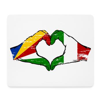 Seychelles Italy Flag Hands Heart Shape Used - Mouse Pad (horizontal) - white - Front