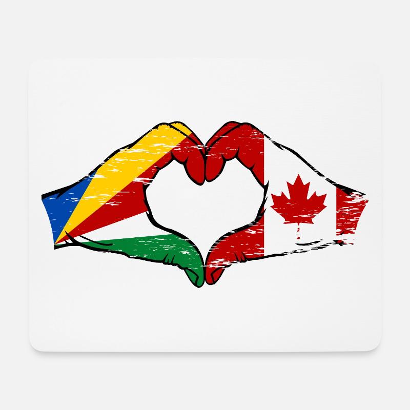 Seychellen Kanada Flagge Hände Herzform used - Mousepad (Querformat) - Weiß