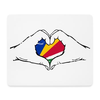 Drapeau des Seychelles mains forme de coeur utilisé - Tapis de souris (format paysage) - blanc - Devant