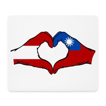 Autriche Taïwan Drapeau Mains Coeur Forme - Tapis de souris (format paysage) - blanc - Devant
