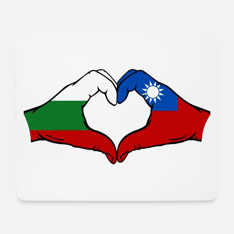 Bulgarien Taiwan Flagge Hände Herzform - Mousepad (Querformat) - Weiß
