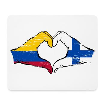 Colombie Finlande Drapeau Mains Coeur Forme Utilisé - Tapis de souris (format paysage) - blanc - Devant