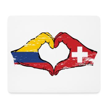 Colombie Suisse Drapeau Mains Coeur Forme Utilisé - Tapis de souris (format paysage) - blanc - Devant