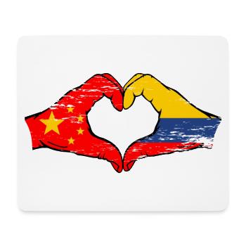 Chine Colombie drapeau mains forme de coeur utilisé - Tapis de souris (format paysage) - blanc - Devant