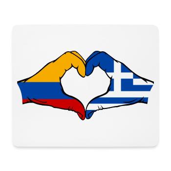 Colombia Greece Flag Hands Heart Shape - Mouse Pad (horizontal) - white - Front