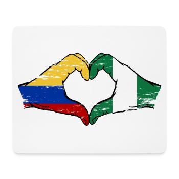 Colombie Nigeria drapeau mains forme de coeur utilisé - Tapis de souris (format paysage) - blanc - Devant