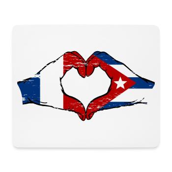 France Cuba Drapeau Mains Coeur Forme Utilisé - Tapis de souris (format paysage) - blanc - Devant