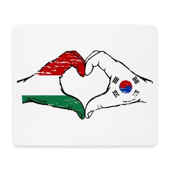 Hongrie Corée du Sud Drapeau Mains Coeur Forme Utilisé - Tapis de souris (format paysage) - blanc - Devant