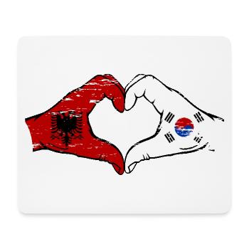 Albanie Corée du Sud Drapeau Mains Coeur Forme Utilisé - Tapis de souris (format paysage) - blanc - Devant