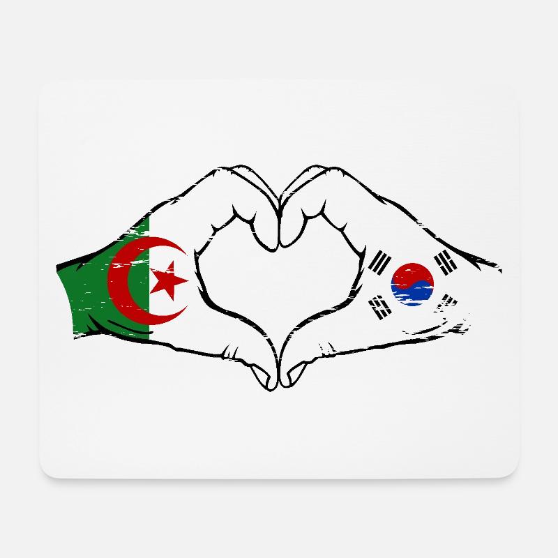 Algerien Südkorea Flagge Hände Herzform used - Mousepad (Querformat) - Weiß