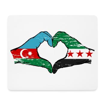 Azerbaïdjan Syrie Drapeau Mains Coeur Forme Utilisé - Tapis de souris (format paysage) - blanc - Devant