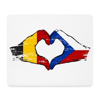 Belgique République tchèque drapeau mains coeur utilisé - Tapis de souris (format paysage) - blanc - Devant