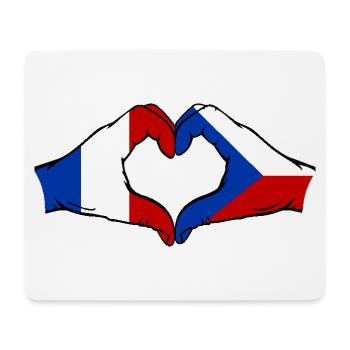 France République tchèque drapeau mains forme coeur - Tapis de souris (format paysage) - blanc - Devant