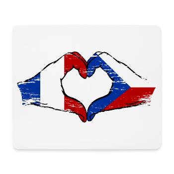 Frankreich Tschechien Flagge Hände Herzform used - Mousepad (Querformat) - Weiß - Vorne