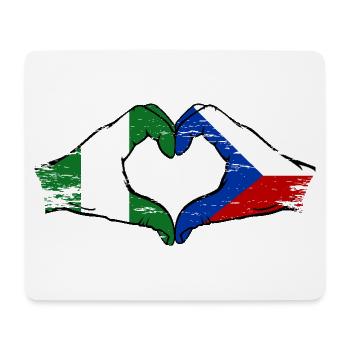 Nigeria Czech Republic Flag Hands Heart Shape Used - Mouse Pad (horizontal) - white - Front