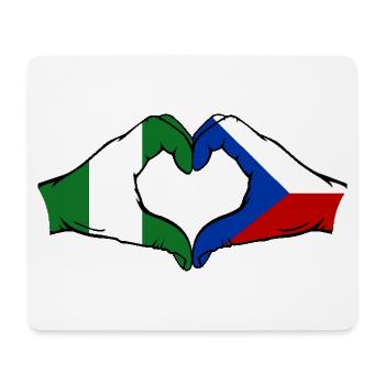 Nigeria Czech Republic Flag Hands Heart Shape - Mouse Pad (horizontal) - white - Front