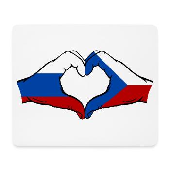 Russie République tchèque drapeau mains coeur forme - Tapis de souris (format paysage) - blanc - Devant