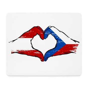 Austria Czech Republic Flag Hands Heart Shape Used - Mouse Pad (horizontal) - white - Front
