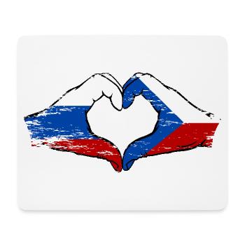 Russie République tchèque drapeau mains forme de coeur utilisé - Tapis de souris (format paysage) - blanc - Devant