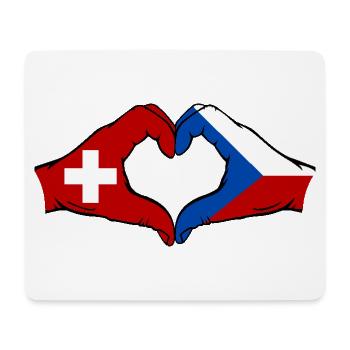Schweiz Tschechien Flagge Hände Herzform - Mousepad (Querformat) - Weiß - Vorne