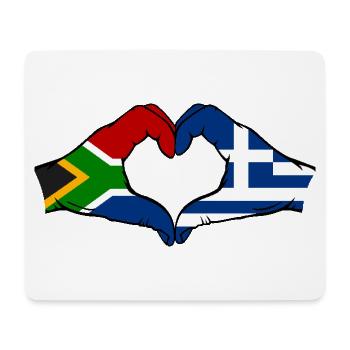 South Africa Greece Flag Hands Heart Shape - Mouse Pad (horizontal) - white - Front