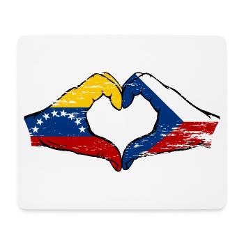 Venezuela Tschechien Flagge Hände Herzform used - Mousepad (Querformat) - Weiß - Vorne