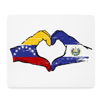 Venezuela El Salvador Flag Hands Heart Shape Used - Mouse Pad (horizontal) - white - Front