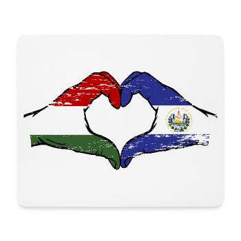 Hungary El Salvador Flag Hands Heart Shape Used - Mouse Pad (horizontal) - white - Front