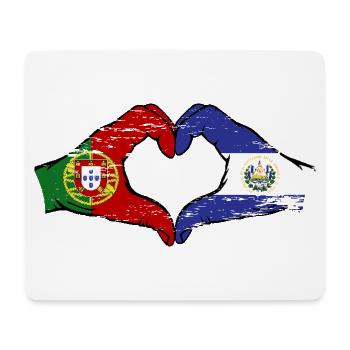 Portugal El Salvador Flag Hands Heart Shape Used - Mouse Pad (horizontal) - white - Front