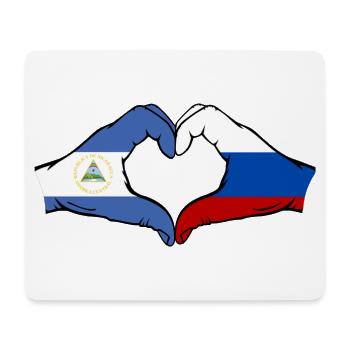 Nicaragua Russia Flag Hands Heart Shape - Mouse Pad (horizontal) - white - Front