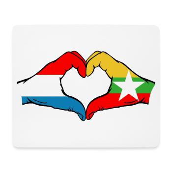 Luxembourg Myanmar Flag Hands Heart Shape - Mouse Pad (horizontal) - white - Front