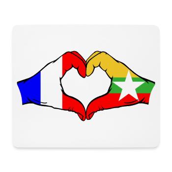 France Myanmar Flag Hands Heart Shape - Mouse Pad (horizontal) - white - Front