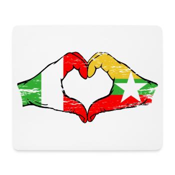 Italy Myanmar flag hands heart shape used - Mouse Pad (horizontal) - white - Front