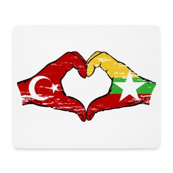 Turkey Myanmar flag hands heart shape used - Mouse Pad (horizontal) - white - Front