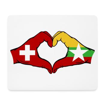 Switzerland Myanmar Flag Hands Heart Shape - Mouse Pad (horizontal) - white - Front